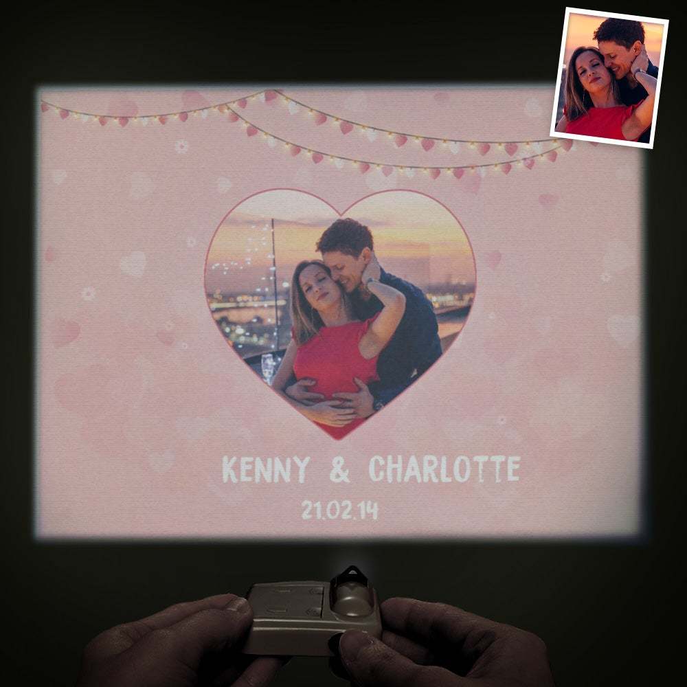 Custom Photo Projector Lamp Romantic Love Heart Home Party Decor Atmosphere Light Valentine's Day Gift - 