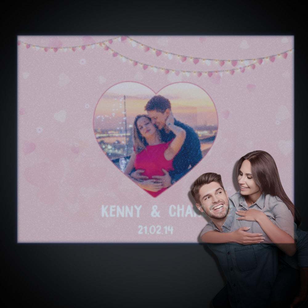 Custom Photo Projector Lamp Romantic Love Heart Home Party Decor Atmosphere Light Valentine's Day Gift - 