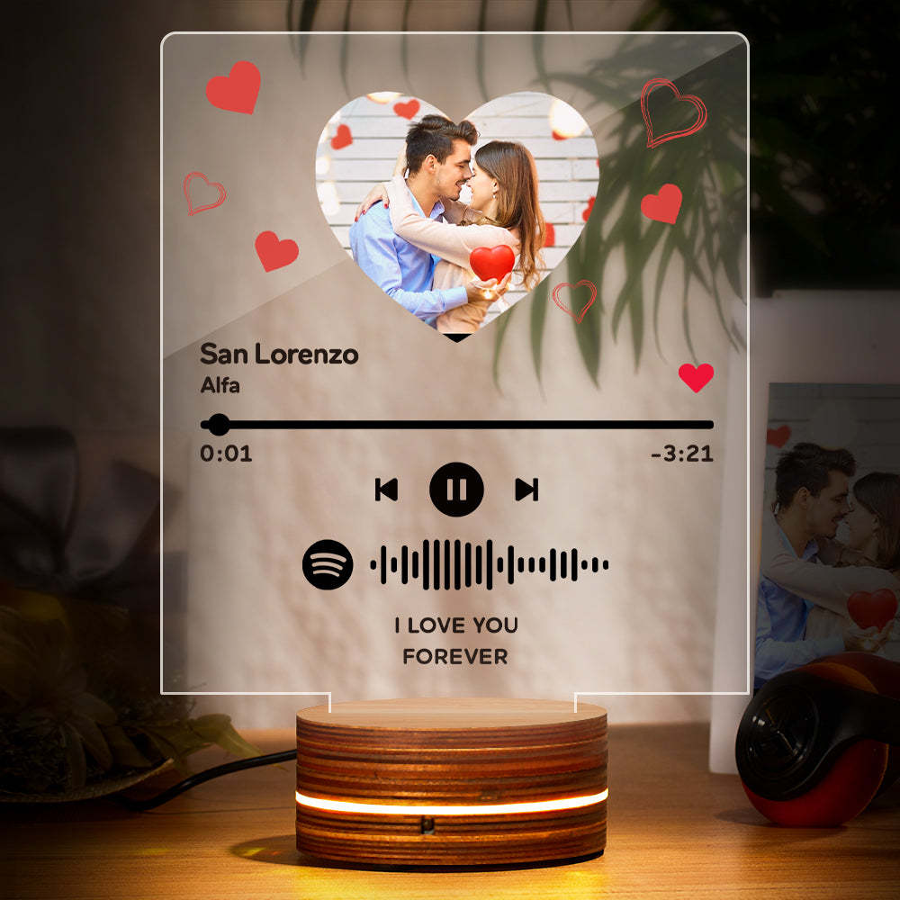 Custom Spotify Art Night Light with Scannable Anniversary Gift for Her - soufeelus
