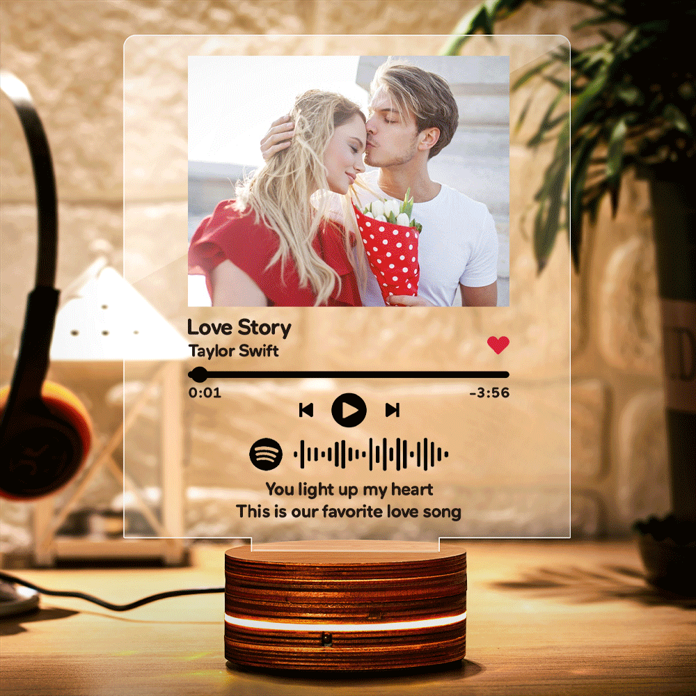 Custom Photo Spotify Code Night Light Music Plaque Night Light Romantic Gift - soufeelus