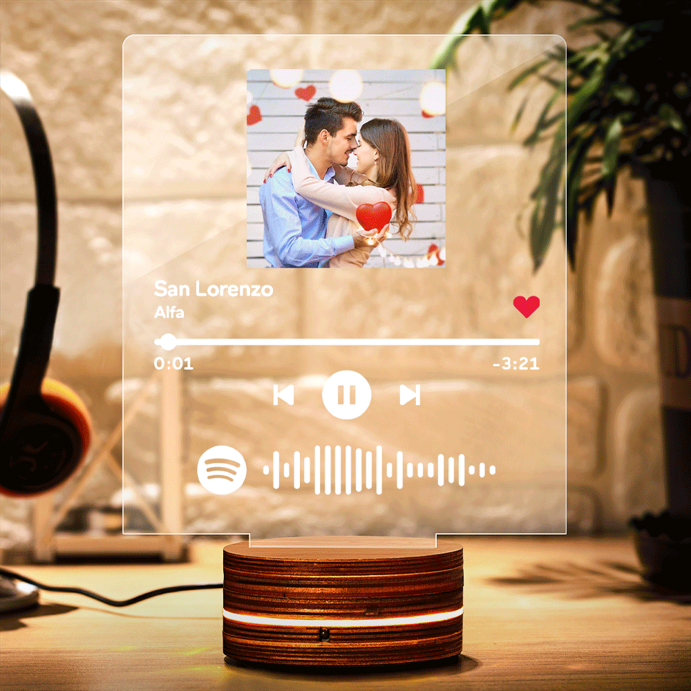 Personalized Photo Spotify Code Night Light Custom Song Lamp Couples Gift - soufeelus