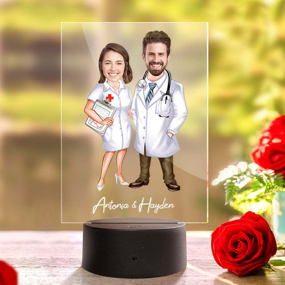 Custom Name and Photo LED Night Light Wooden Base Lamp Personalized Acrylic Lamp -