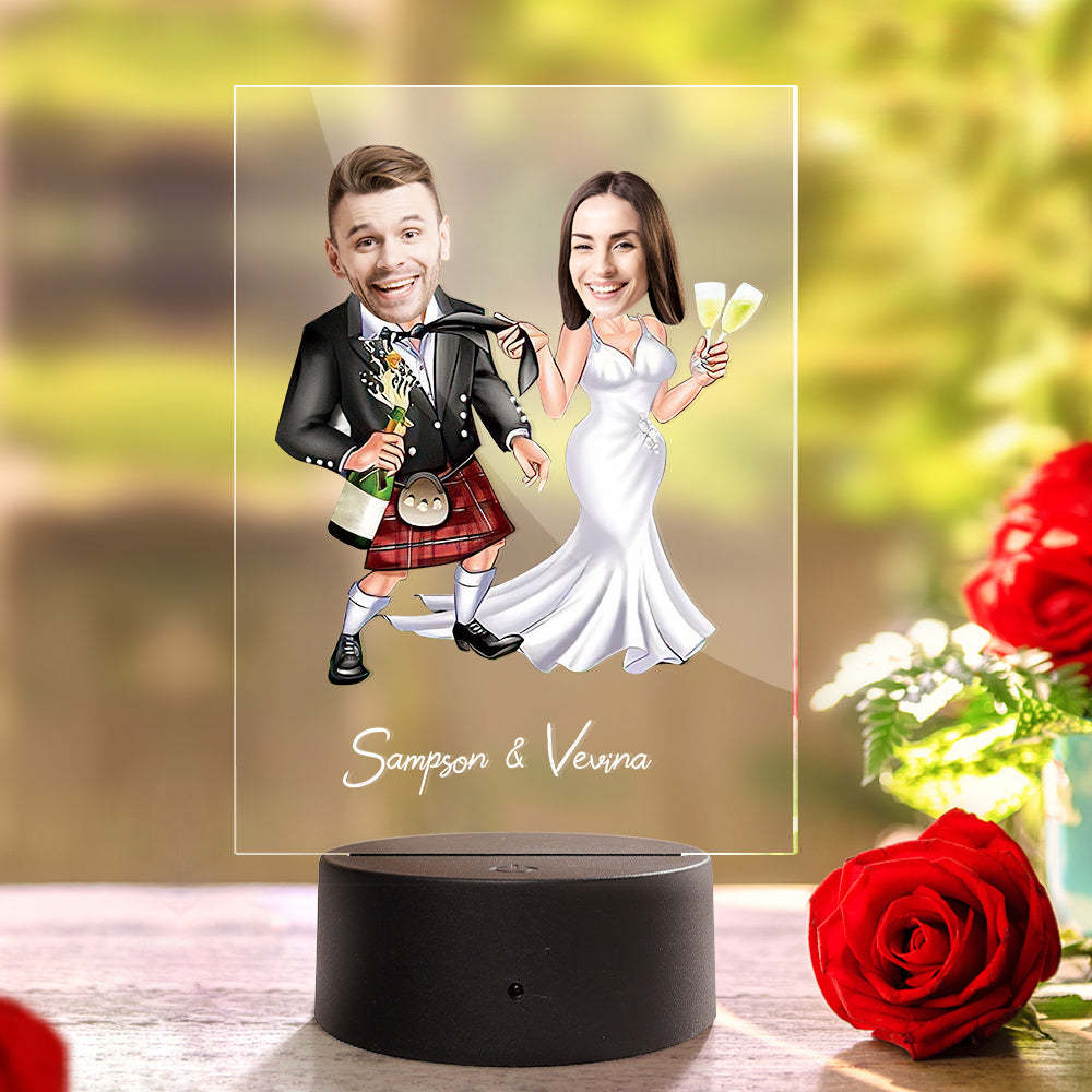 Personalized Acrylic Lamp Custom Name and Photo Wodden Frame LED Light Funny Gift -