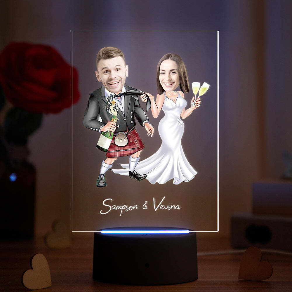 Personalized Acrylic Lamp Custom Name and Photo Wodden Frame LED Light Funny Gift -