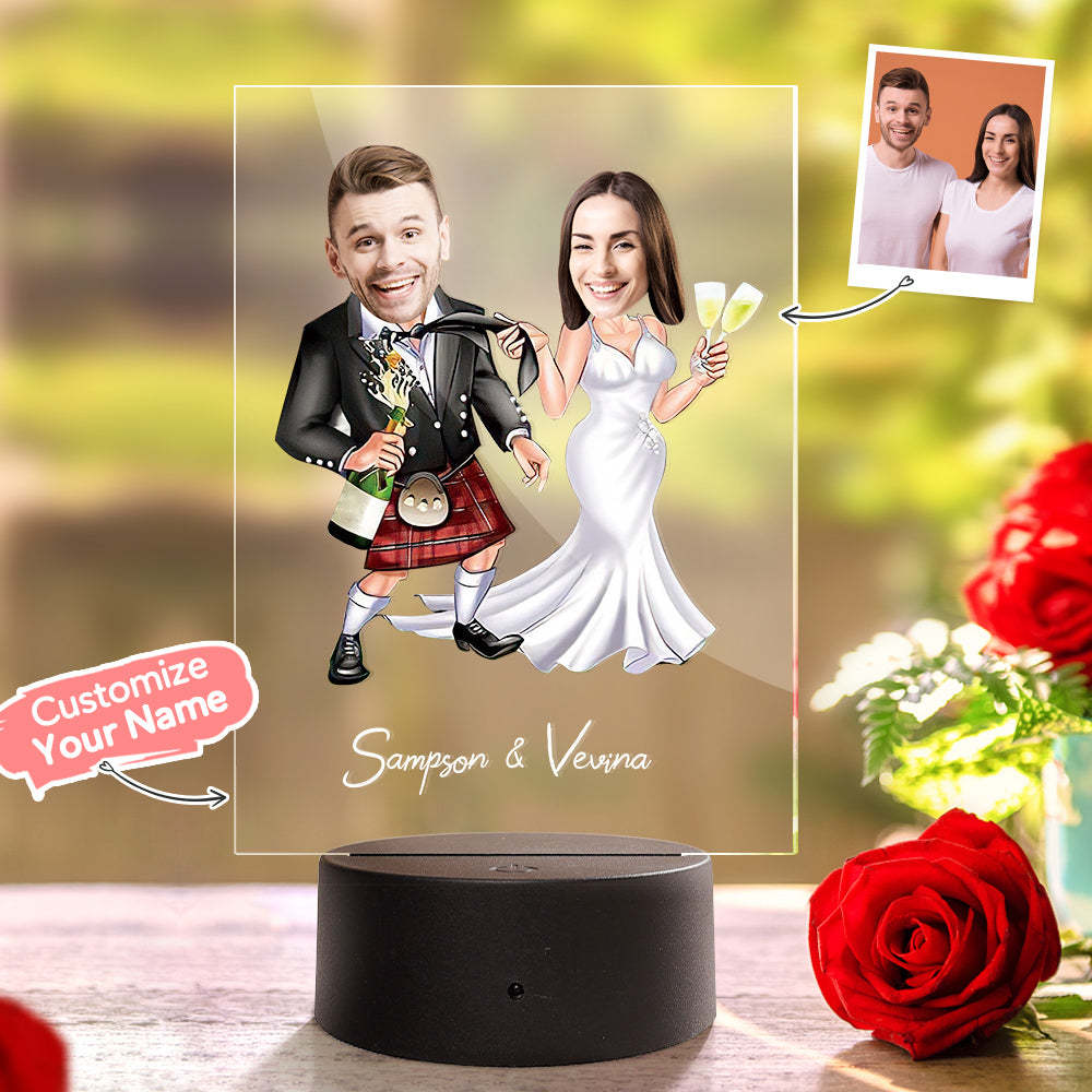 Personalized Acrylic Lamp Custom Name and Photo Wodden Frame LED Light Funny Gift -
