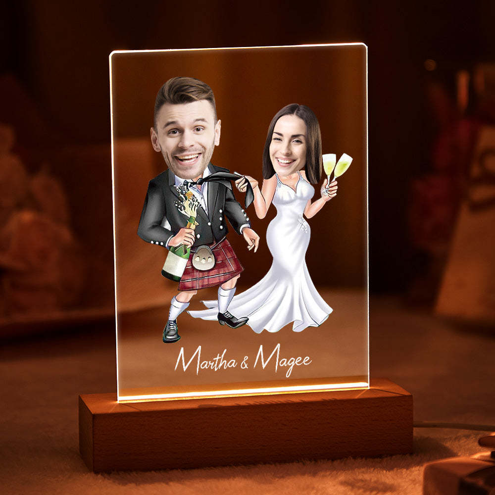 Personalized Acrylic Lamp Custom Name and Photo Wodden Frame LED Light Funny Gift -