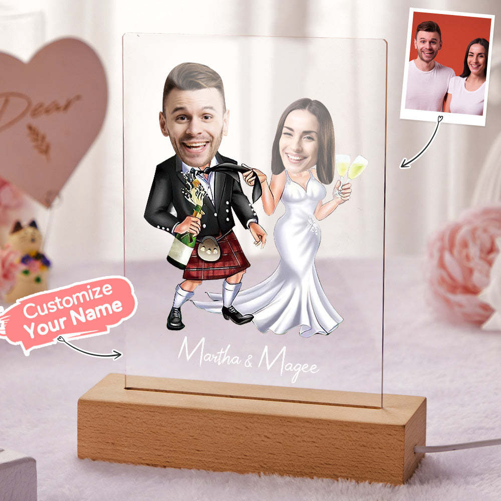 Personalized Acrylic Lamp Custom Name and Photo Wodden Frame LED Light Funny Gift -