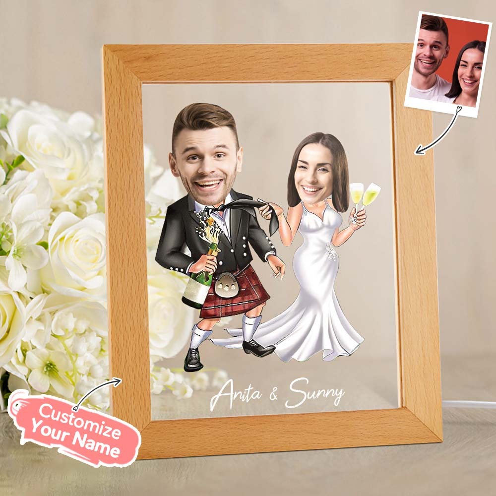 Personalized Acrylic Lamp Custom Name and Photo Wodden Frame LED Light Funny Gift -