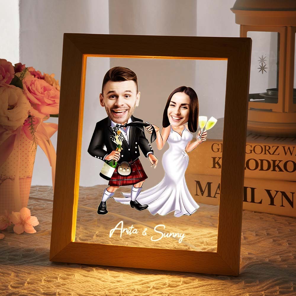 Personalized Acrylic Lamp Custom Name and Photo Wodden Frame LED Light Funny Gift -