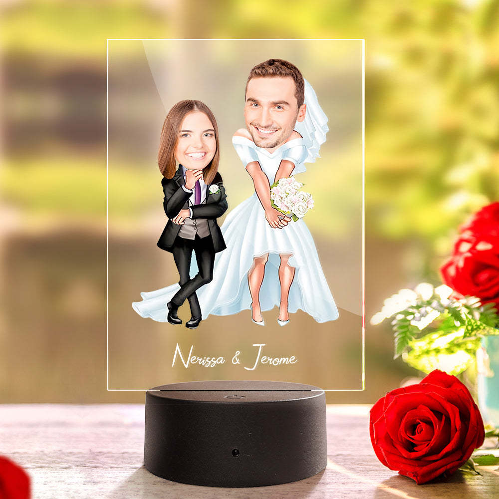 Personalized Acrylic Lamp Custom Name and Photo Wodden Frame Night Light -