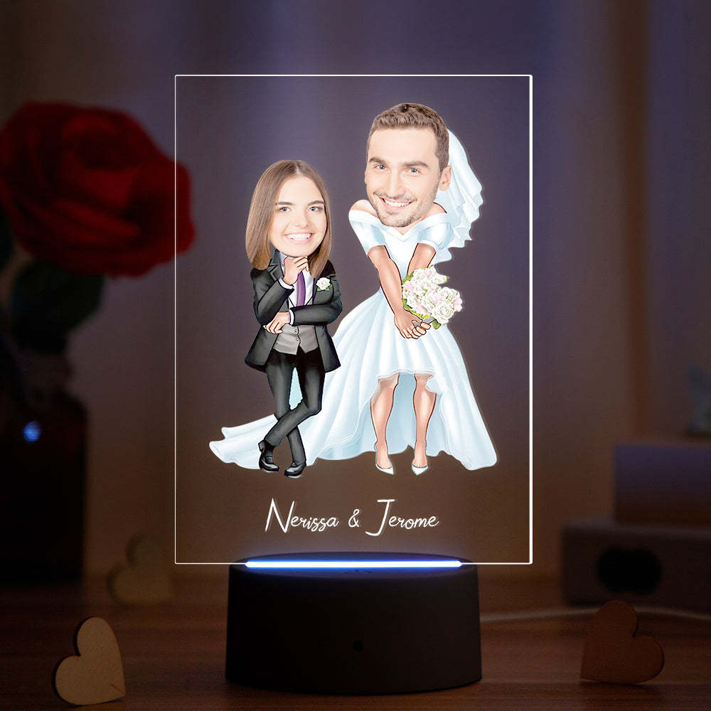 Personalized Acrylic Lamp Custom Name and Photo Wodden Frame Night Light -