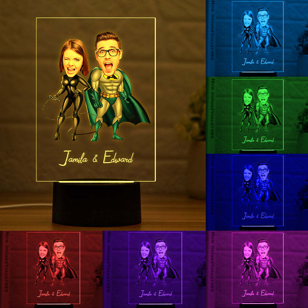 Personalized Acrylic Lamp Custom Name and Photo Wodden Frame LED Light Funny Gift -