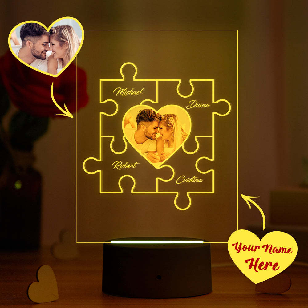 Custom Acrylic Plaque Night Light with Your Photo and Name Table Colorful Lamp Gift - 