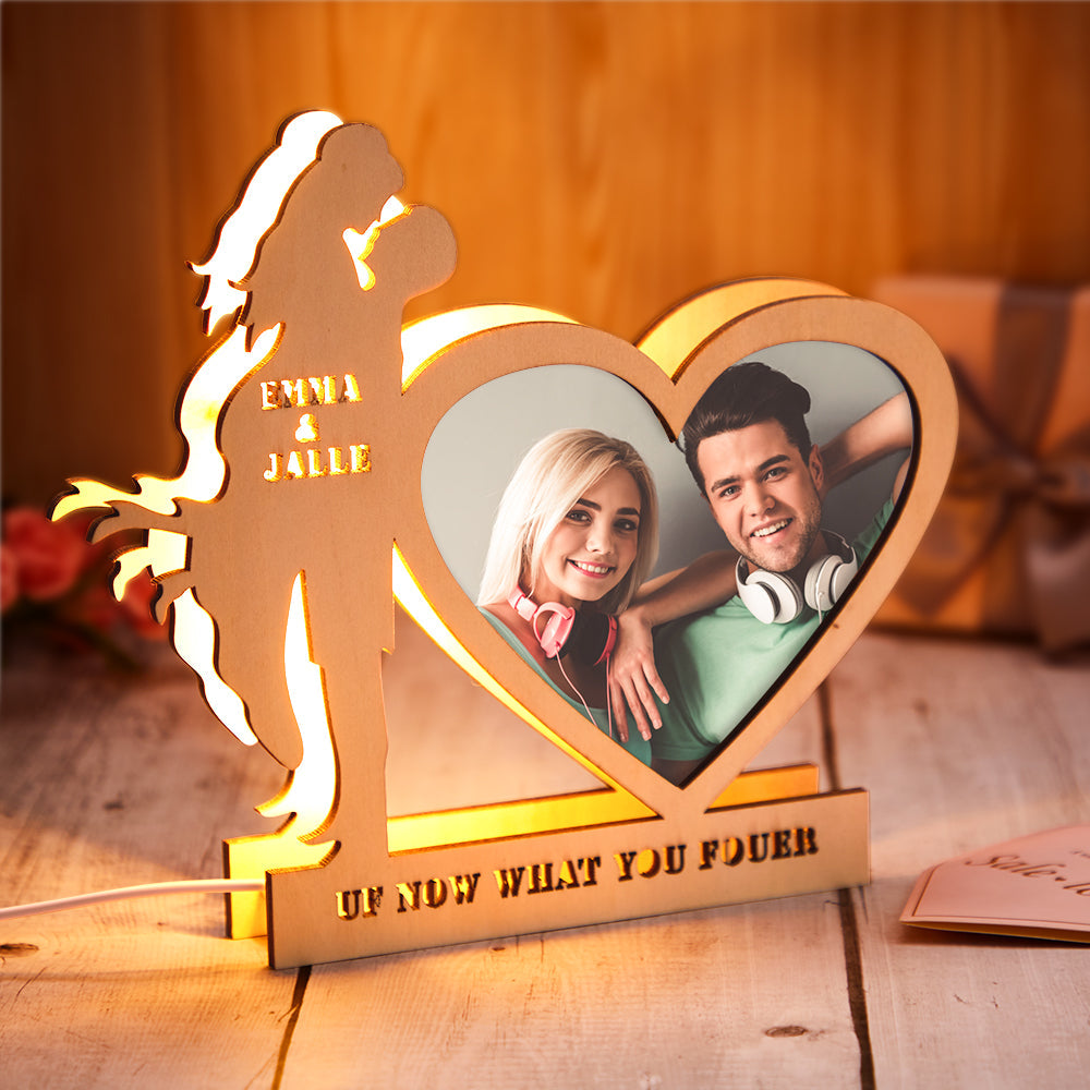 Custom Couple Heart-shaped Photo Light Personalized Name Night Lamp for Valentine's Day and Anniversary - 