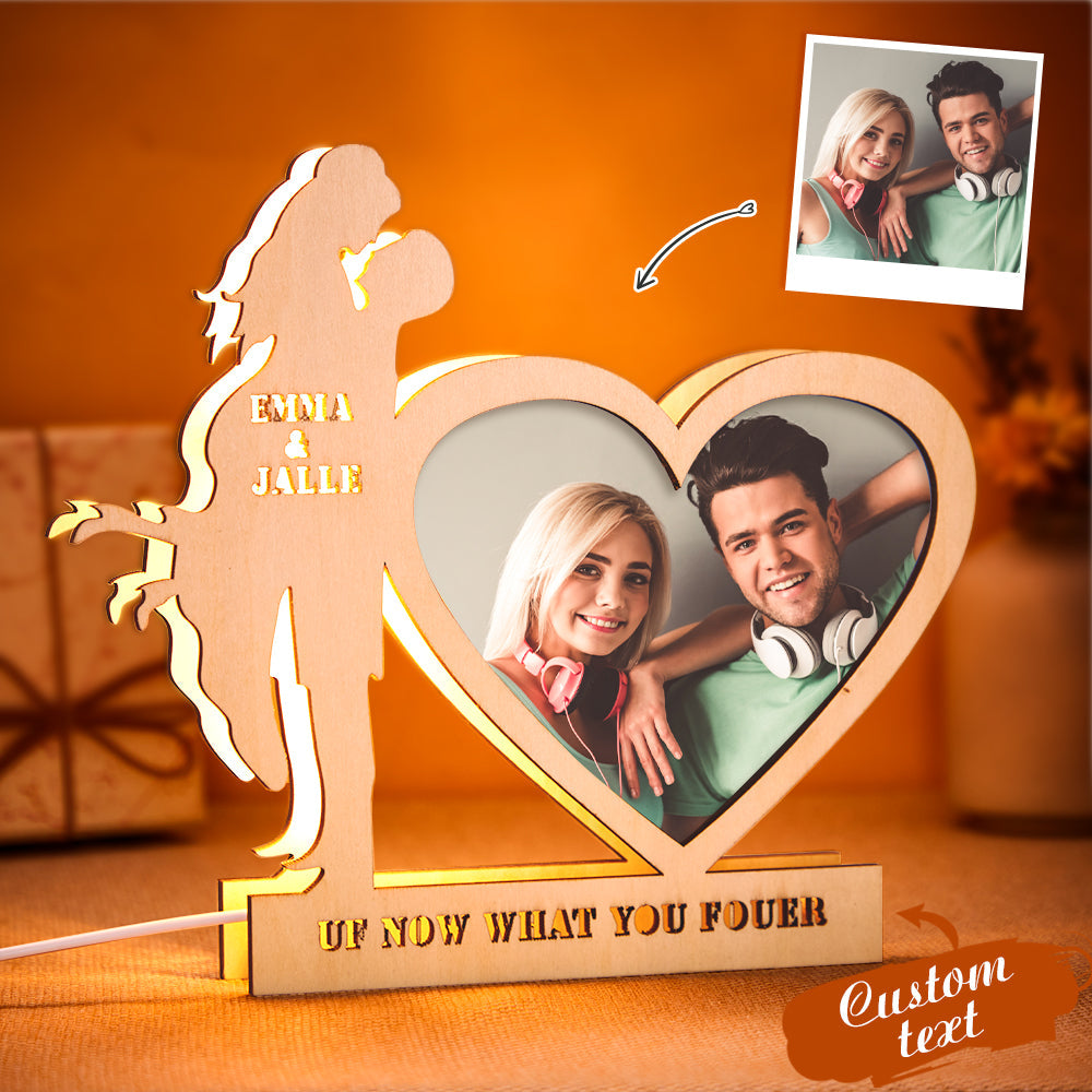 Custom Couple Heart-shaped Photo Light Personalized Name Night Lamp for Valentine's Day and Anniversary - 