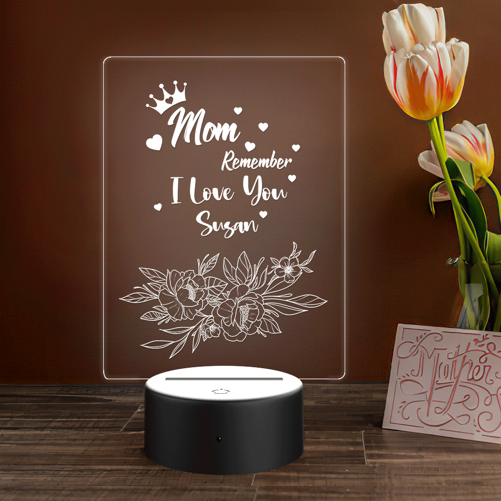 Custom Your Name Acrylic Lamp Gift for Mom -