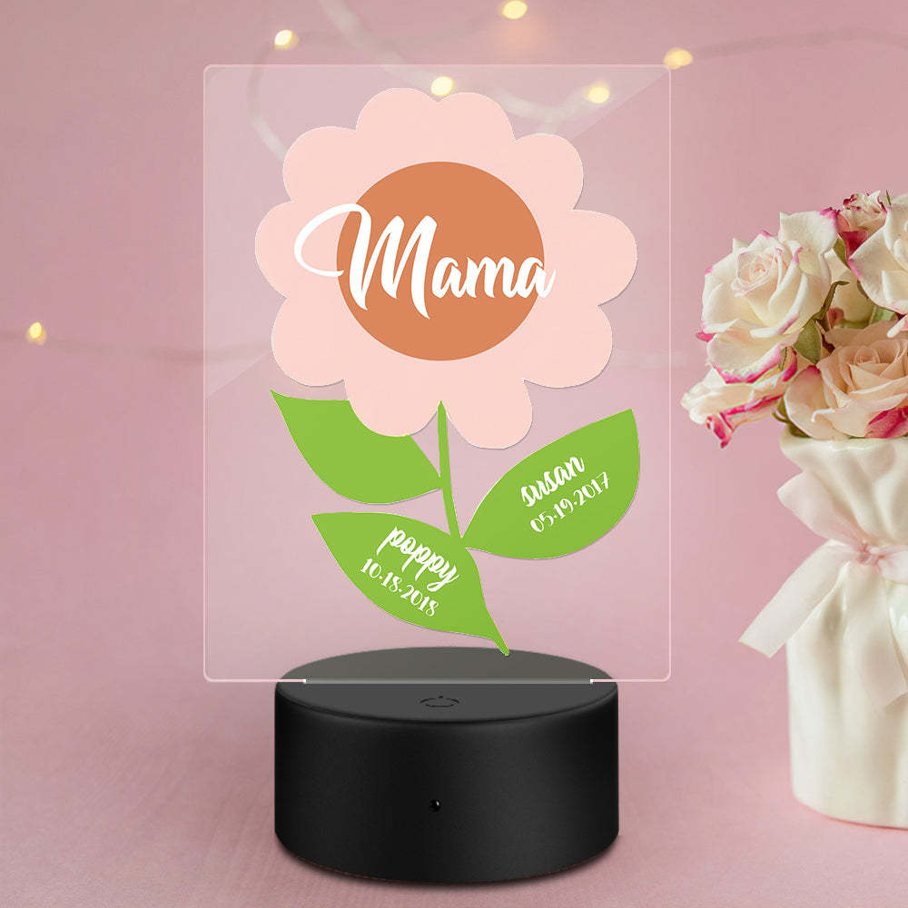 Custom Name and Date Acrylic Lamp Gift for Mom -