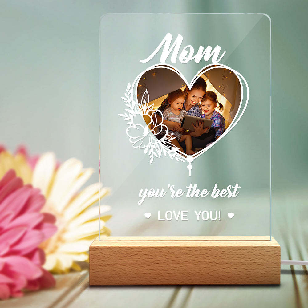 Personalized Your Photo Acrylic Night Light Gift for Mum - 
