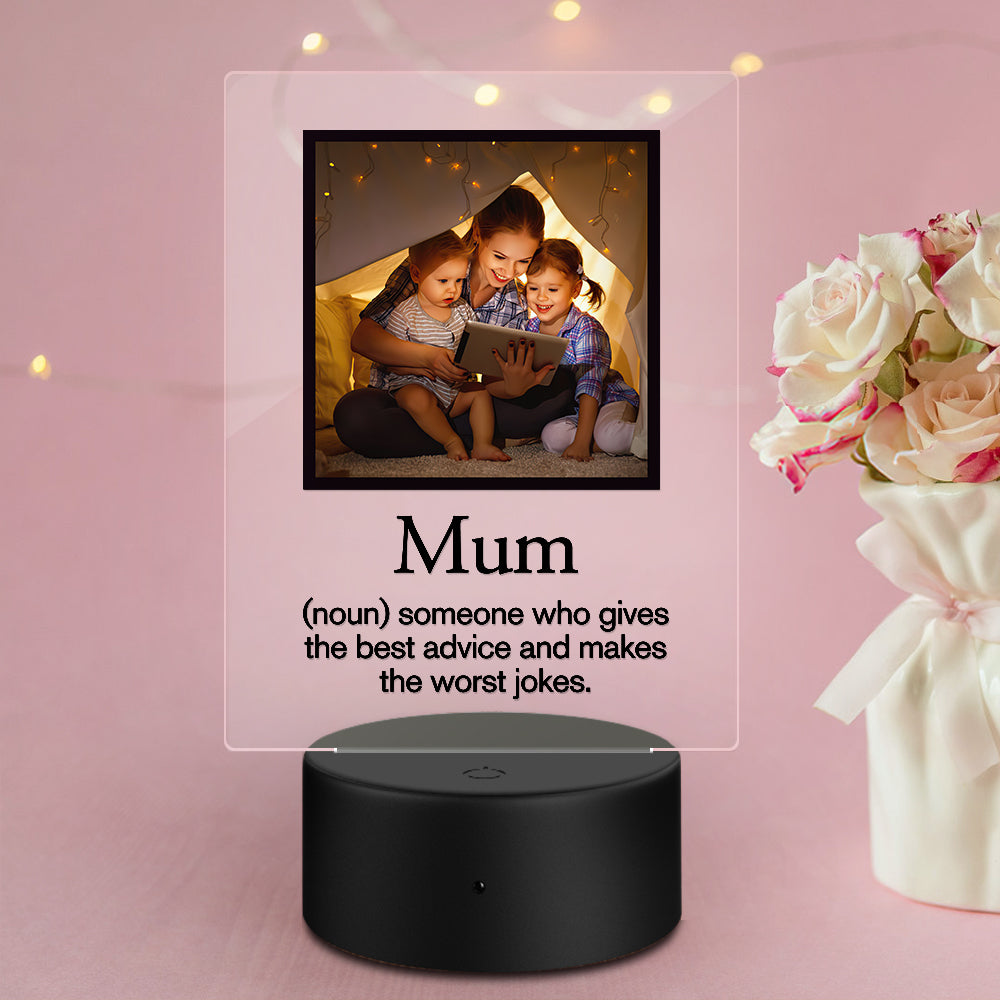 Custom Photo Acrylic Night Light Gift for Mother - 