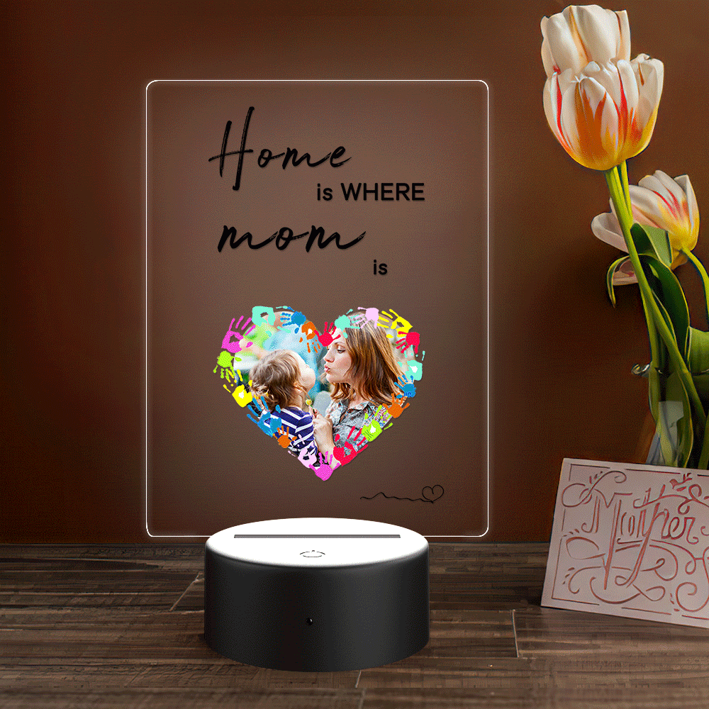Custom Photo Handprint Lamp Gift for Mom -