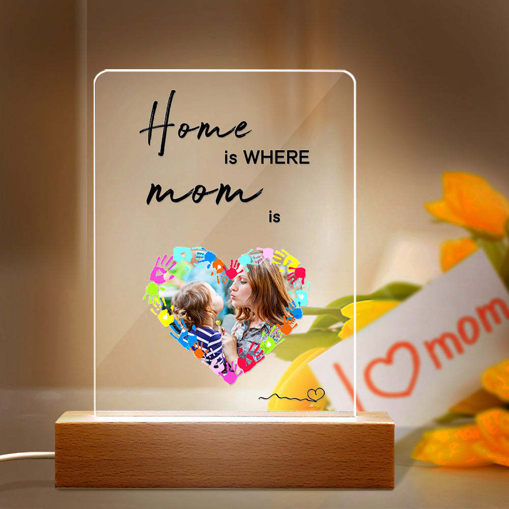 Custom Photo Handprint Lamp Gift for Mom -