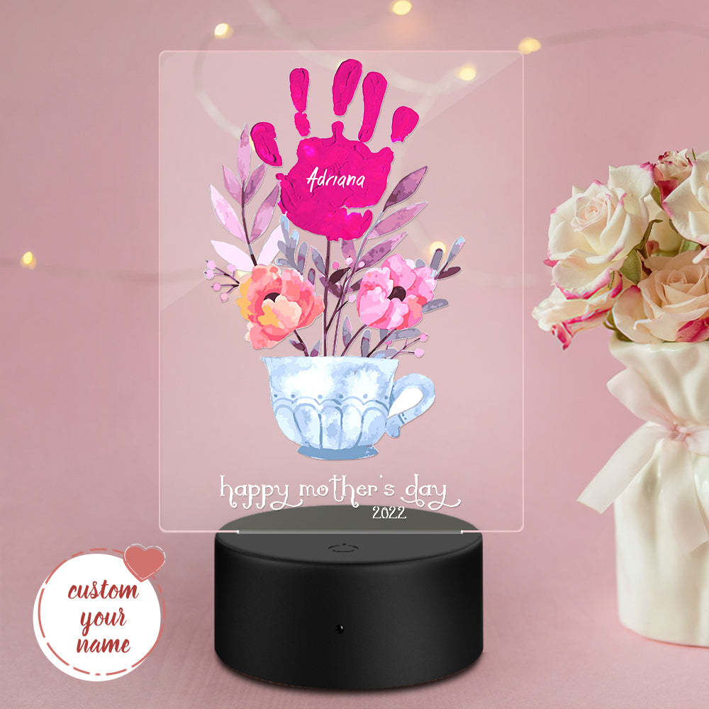 Custom Name and Date Handprint Night Light Mother's Day Gift -