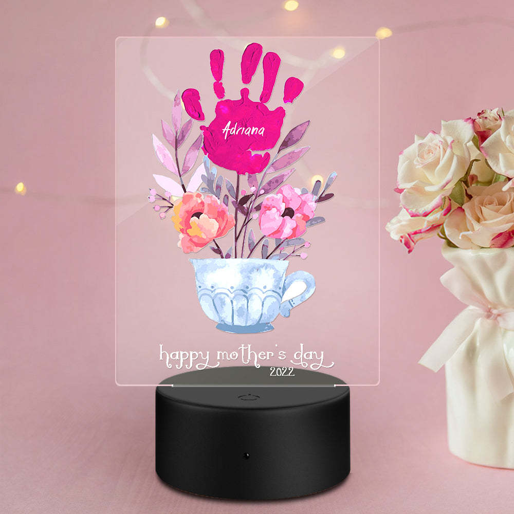 Custom Name and Date Handprint Night Light Mother's Day Gift -