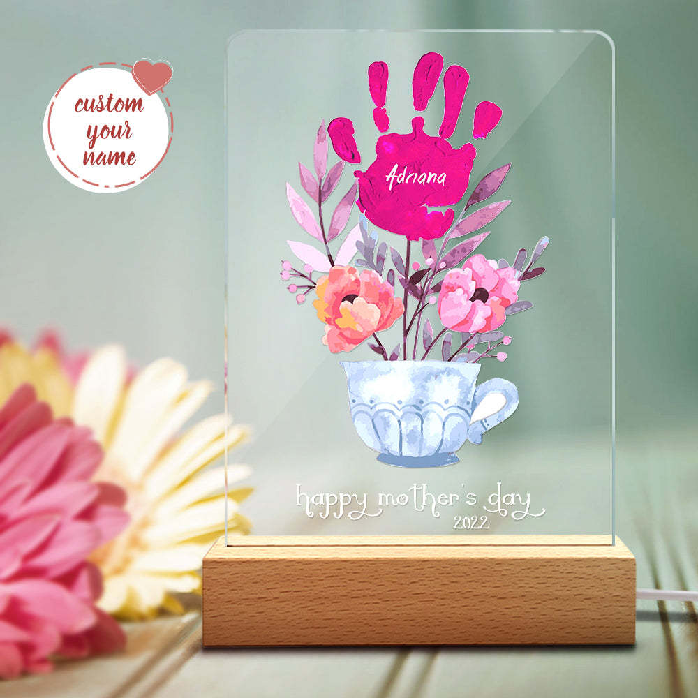 Custom Name and Date Handprint Night Light Mother's Day Gift -