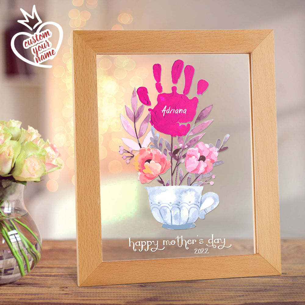 Custom Name and Date Handprint Night Light Mother's Day Gift -