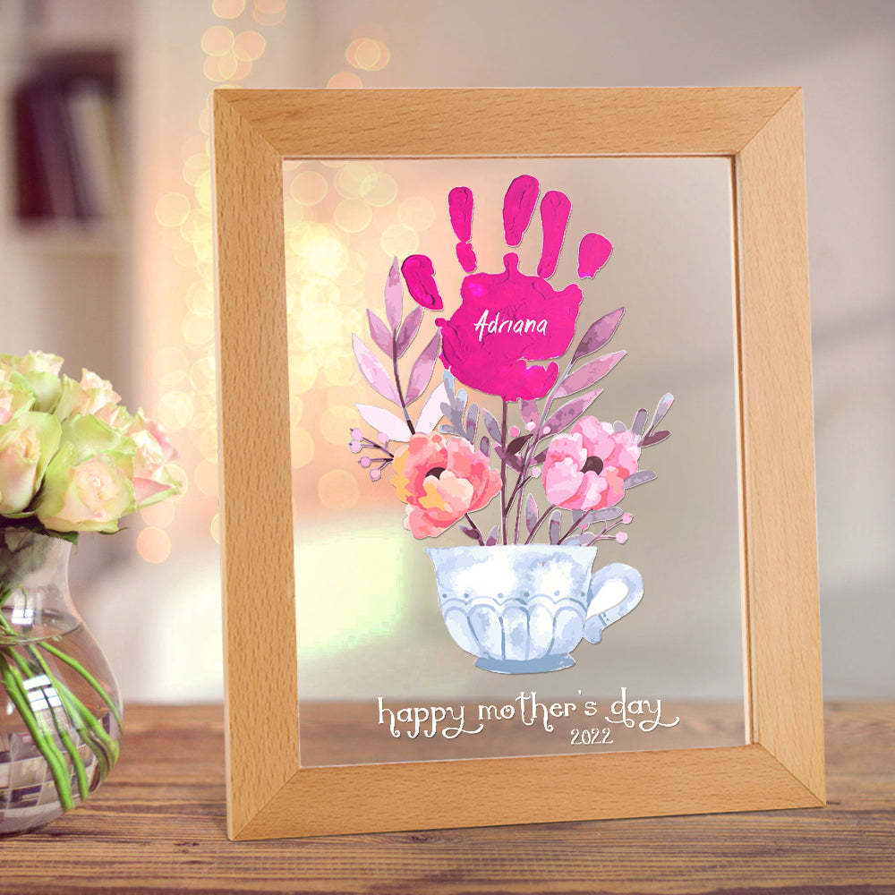 Custom Name and Date Handprint Night Light Mother's Day Gift -