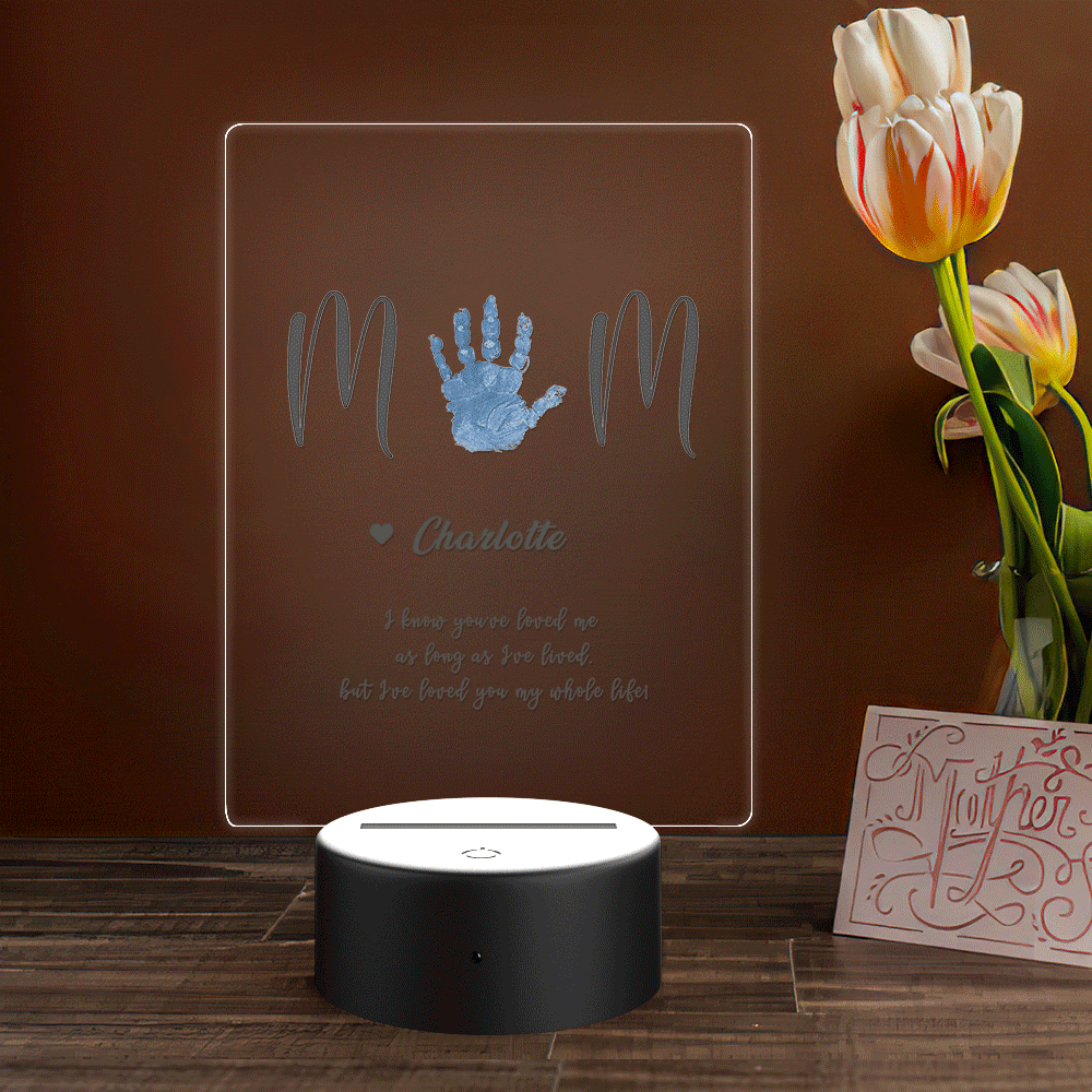 Personalized Name Handprint Night Light Gift for Mum -