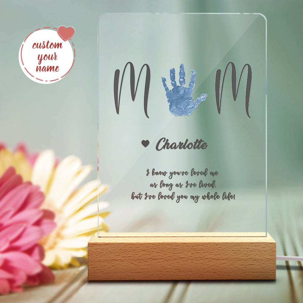 Personalized Name Handprint Night Light Gift for Mum -