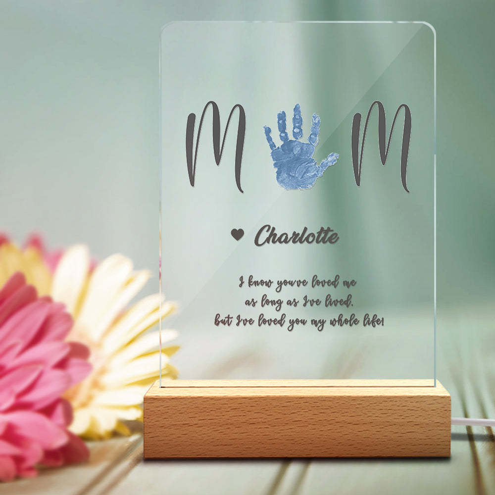 Personalized Name Handprint Night Light Gift for Mum - 