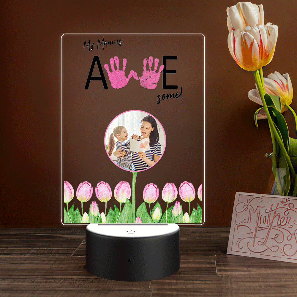 Personalized Photo Handprint Night Light Mother's Day Gift -