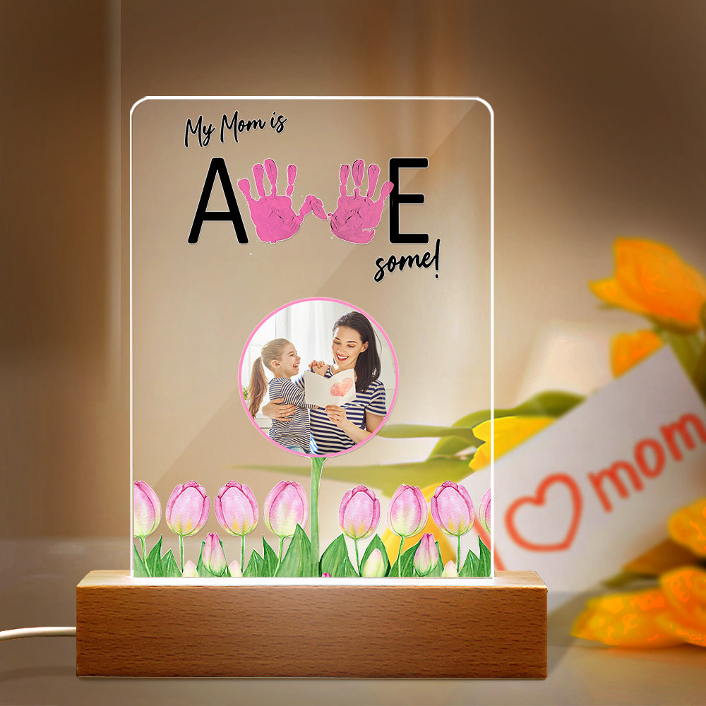 Personalized Photo Handprint Night Light Mother's Day Gift - 