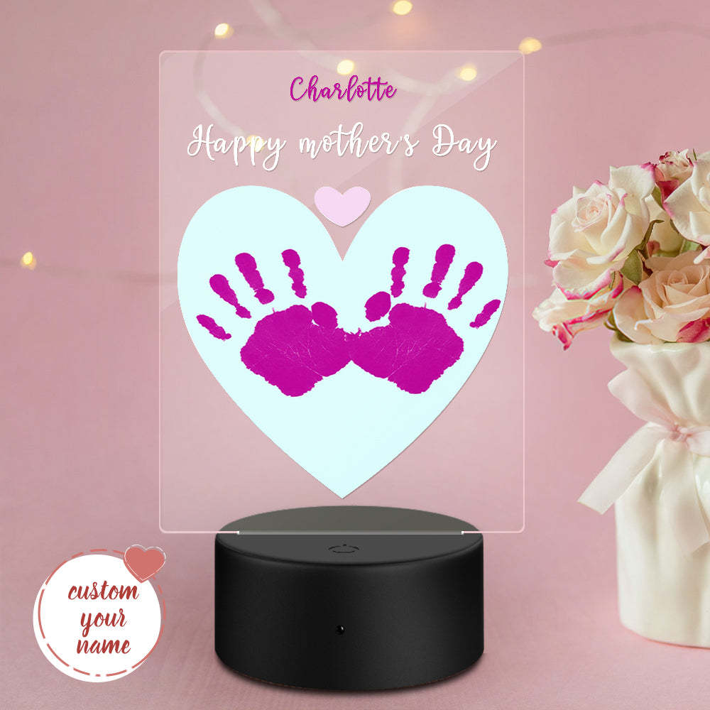 Custom Name Plague Handprint Night Light Gift for Mom -