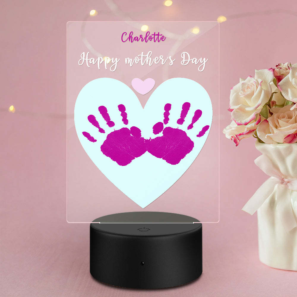 Custom Name Plague Handprint Night Light Gift for Mom -