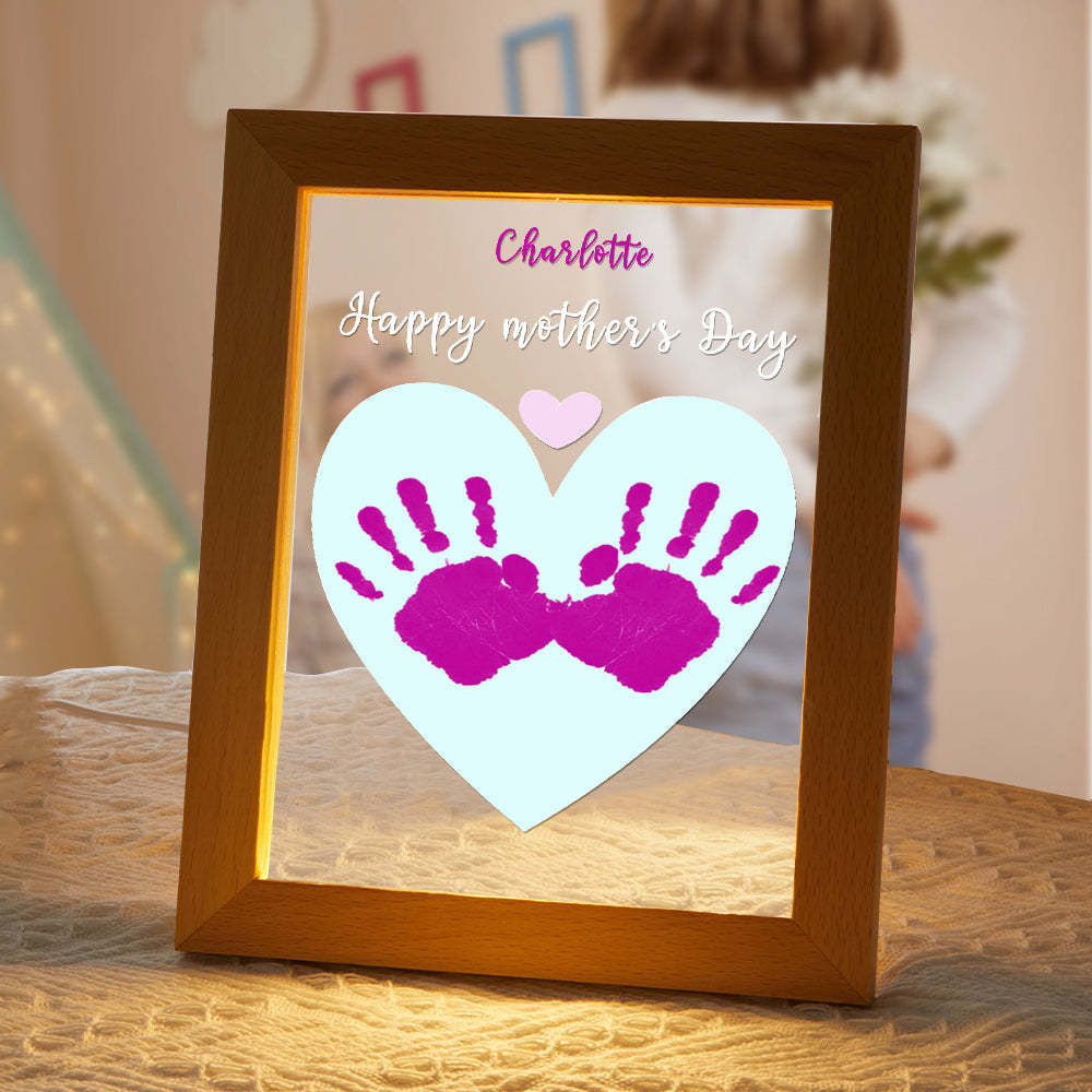 Custom Name Plague Handprint Night Light Gift for Mom -