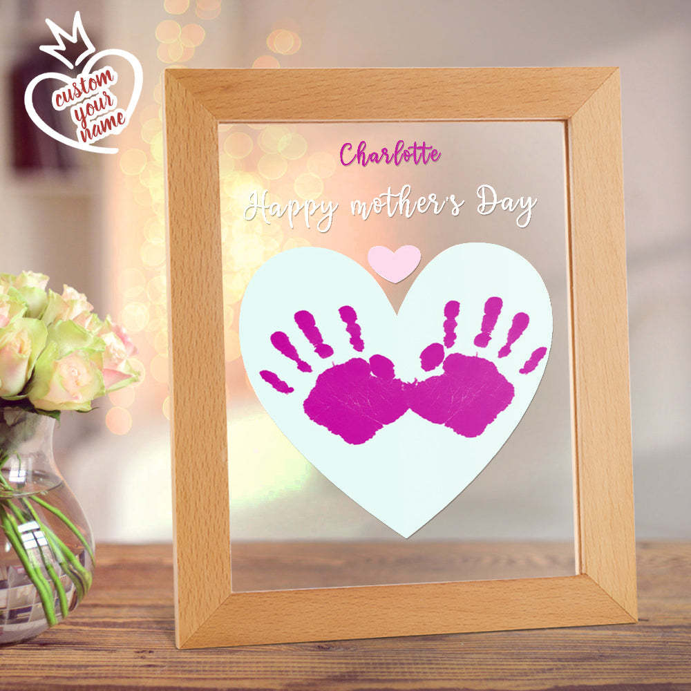 Custom Name Plague Handprint Night Light Gift for Mom -