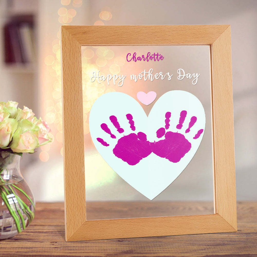 Custom Name Plague Handprint Night Light Gift for Mom -