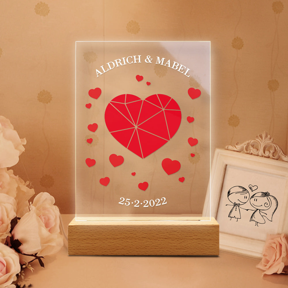 Personalized 3D Illusion Lamp Gift for Her Custom Acrylic Lamp Gift 3D Night Light Gift for Wife Custom Led Lamp Gift for Husband - 