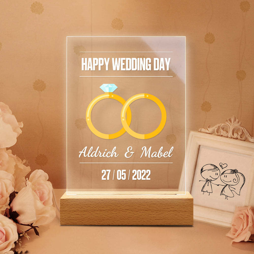 Wedding Day Gift for Him Personalized Lamp Led Lights Custom Night Light Wedding Day Gift for Her 3D Led Lamp Wedding Day Decor -