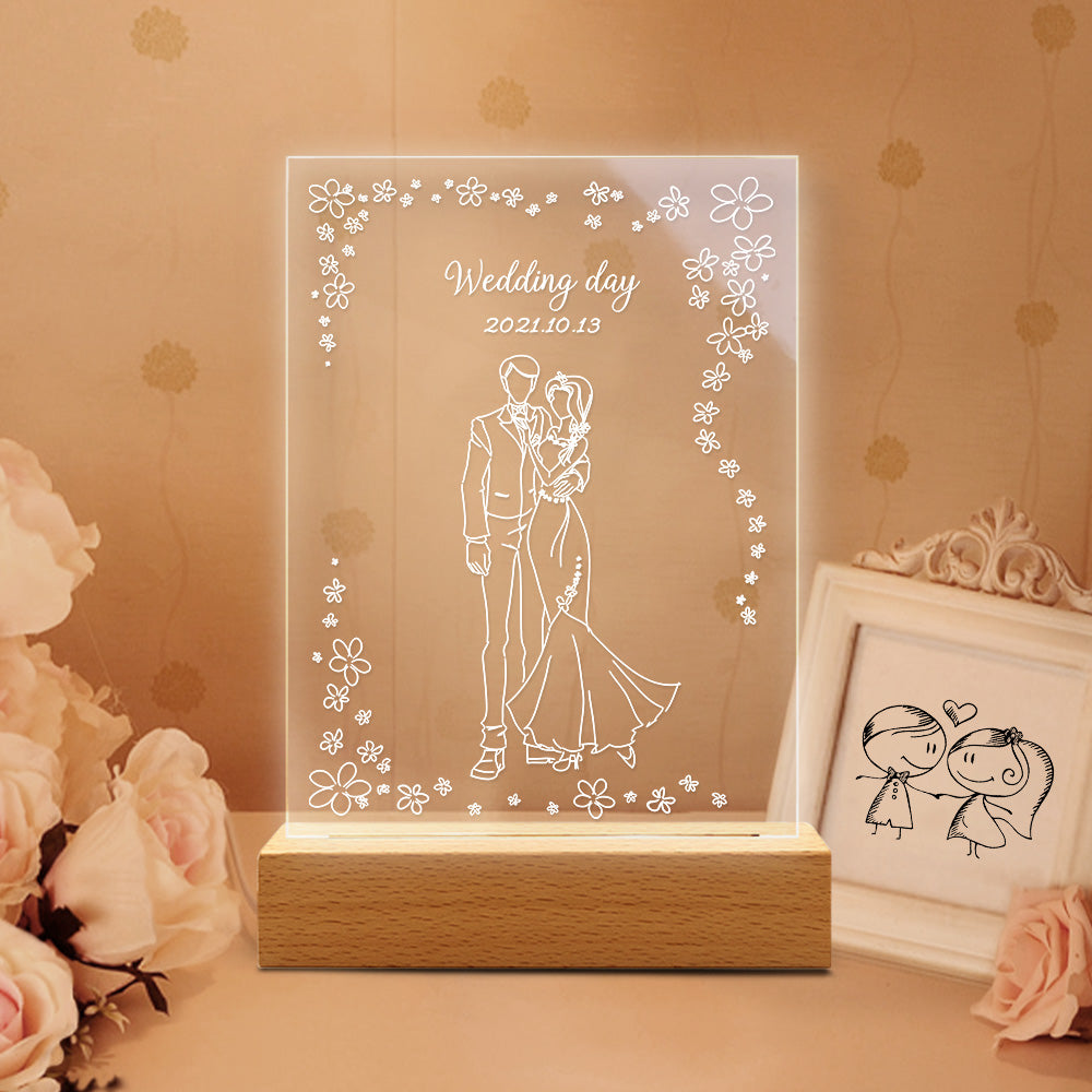 Gift for Her As Personalized 3D Illusion Lamp Custom Acrylic Lamp Gift 3D Night Light Gift for Wife Custom Led Lamp Gift for Husband - 