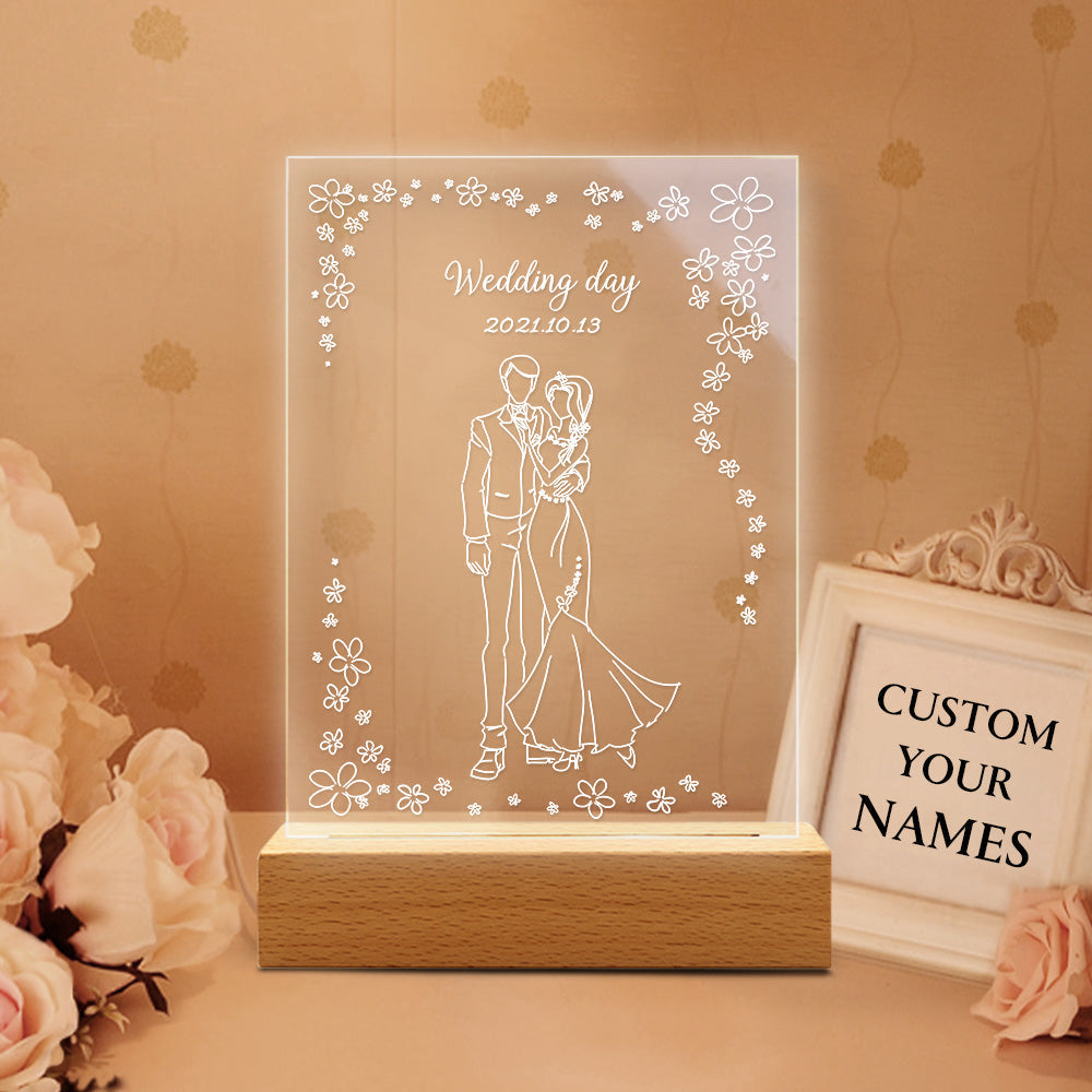 Gift for Her As Personalized 3D Illusion Lamp Custom Acrylic Lamp Gift 3D Night Light Gift for Wife Custom Led Lamp Gift for Husband - 