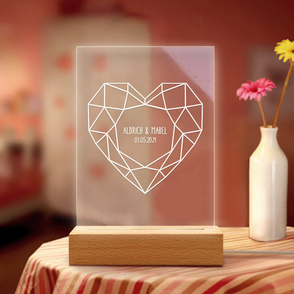 Gift for Lover Custom Acrylic Night Light As Gift for Wife Personalized Lamp As Wedding Gift To Her -