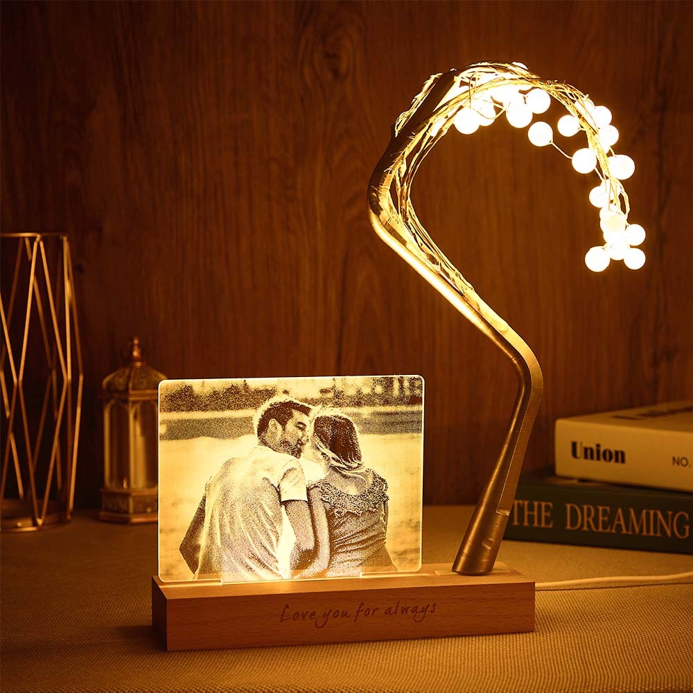 Custom Photo Engraved Tree Lights Led Lamp Unique Anniversary Gift for Lover -