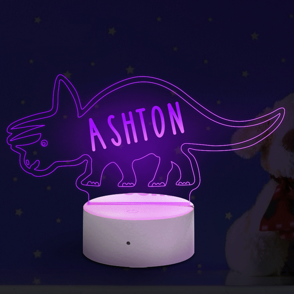 Christmas Gifts Personalized Triceratops Dinosaur Lamp With Custom Name Night Light Kid's Bedroom Decor Children's Night Light