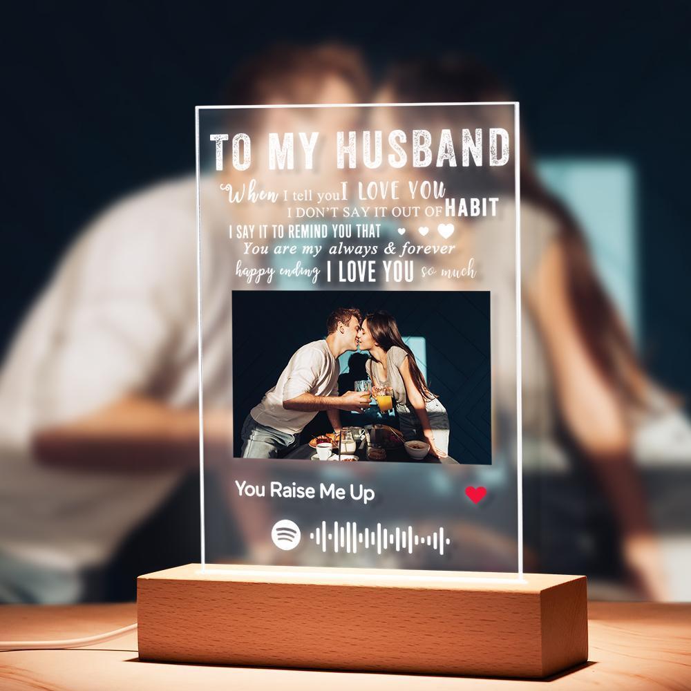 Custom Spotify Glass Plaque Light Night Best Gift for Husband