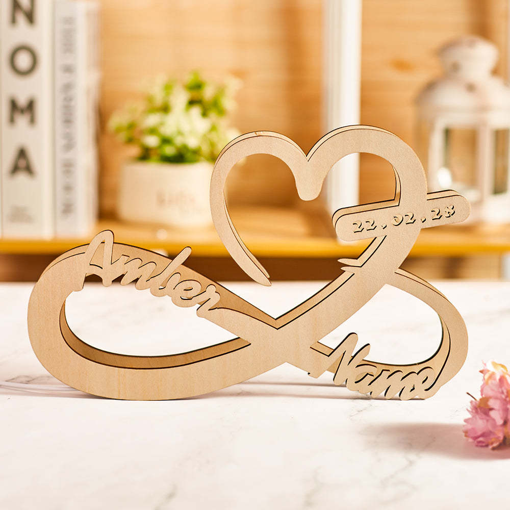 Custom Engraved Lamp Infinity Love Wooden Name Night Light for Lover - 