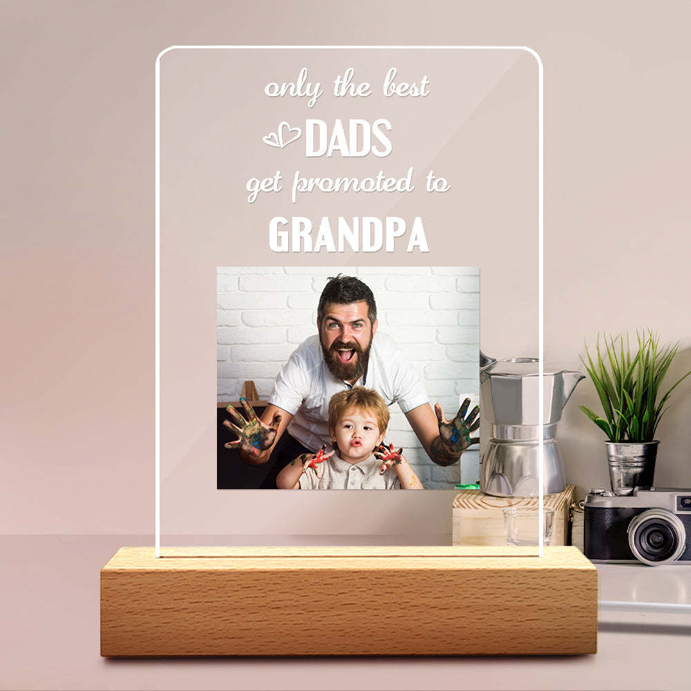 Father's Day Gift Custom Name Night Light Only the Best Dads Get Promoted to Grandpa - soufeelus